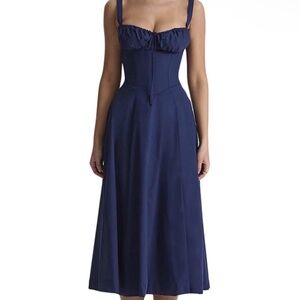 Elegant Navy Blue Midi Dress